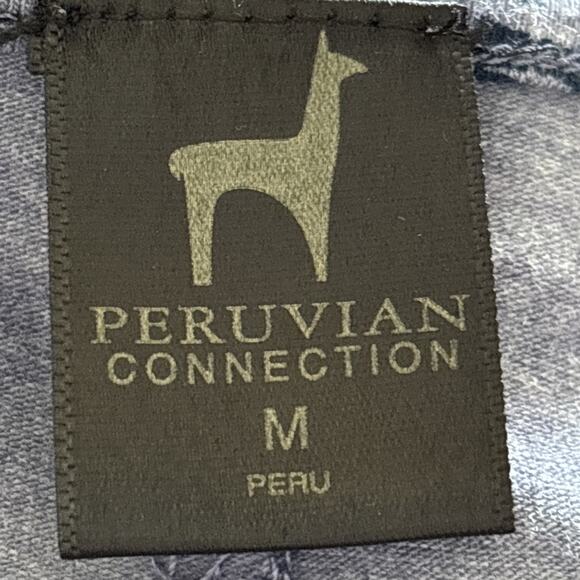 Peruvian Connection Blue Floral Short Sleeve Cotton Blend Midi Dress Size Medium - Picture 6 of 8